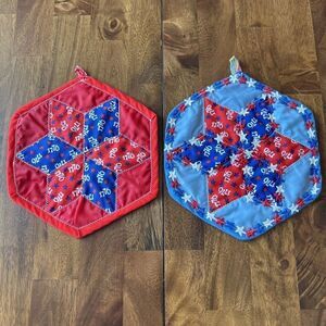Patriotic Handmade Potholder Hot Pad Trivets Set Of Two
